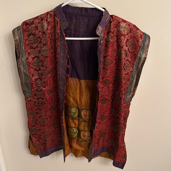 Nehru jacket Indian South Asian traditional ethnic vest w/intricate embroidery - Picture 2 of 8